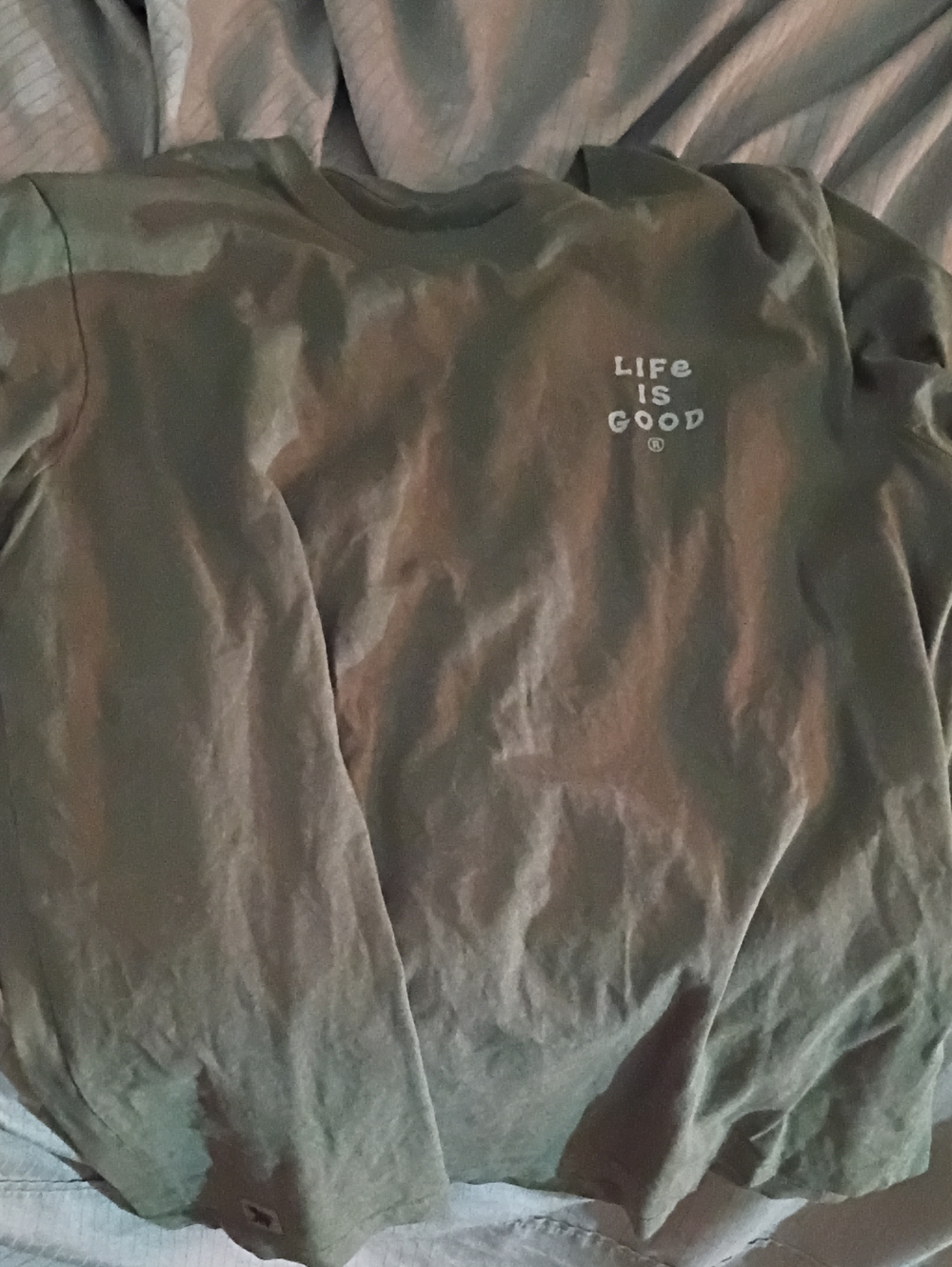 Life Is Good Olive Green Long-Sleeve Mens Tee